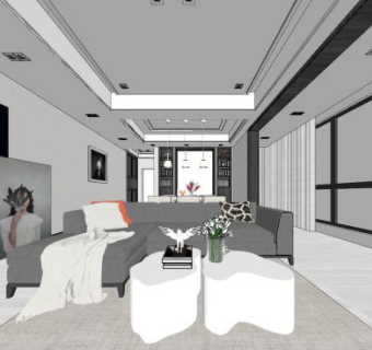 简约风家装室内SU模型下载_sketchup草图大师SKP模型