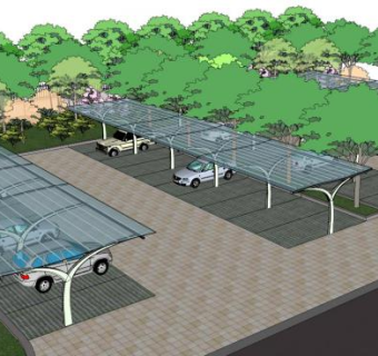 停车场廊架su模型下载_sketchup草图大师SKP模型
