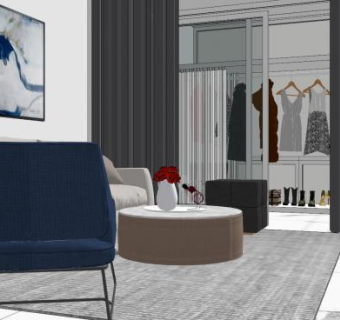 现代简约装修客厅sketchup模型下载_sketchup草图大师SKP模型