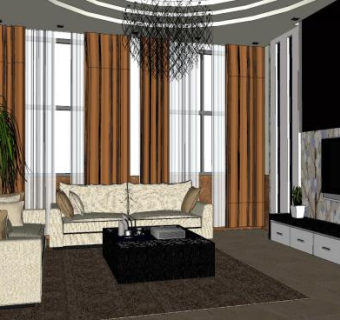 现代主义客厅家装sketchup模型下载_sketchup草图大师SKP模型