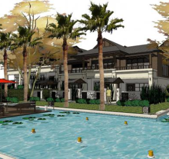 休闲别墅su模型下载_sketchup草图大师SKP模型