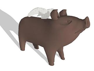 <em>猪</em>雕塑su模型下载_sketchup草图大师SKP模型