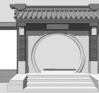 中式院门su模型下载_sketchup草图大师SKP模型