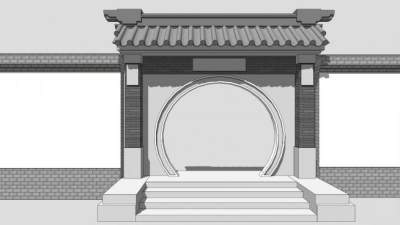 中式院门su模型下载_sketchup草图大师SKP模型