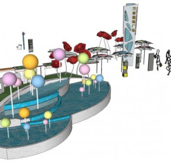 商业景观小品su模型下载_sketchup草图大师SKP模型