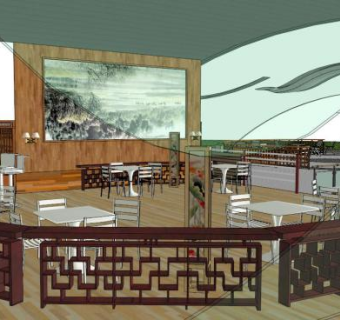 乡村茶室su模型下载_sketchup草图大师SKP模型