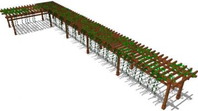 L形木花架SU模型下载_sketchup草图大师SKP模型