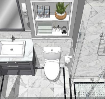 现代轻奢卫浴SU模型下载_sketchup草图大师SKP模型