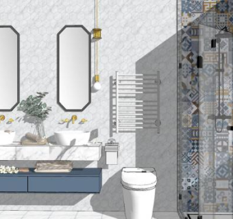 现代地中海卫浴SU模型下载_sketchup草图大师SKP模型