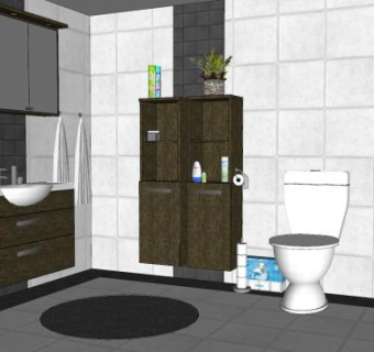 现代复古卫浴SU模型下载_sketchup草图大师SKP模型