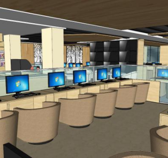 网吧室内su模型下载_sketchup草图大师SKP模型