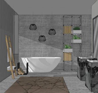 现代高级灰卫浴SU模型下载_sketchup草图大师SKP模型