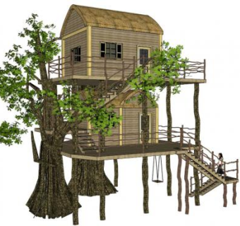 鸟巢树屋su模型下载_sketchup草图大师SKP模型