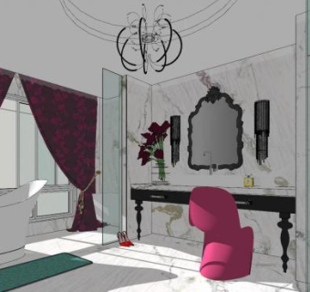 装饰主义浴室SU模型下载_sketchup草图大师SKP模型