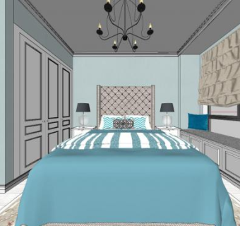 欧式住宅卧室SU模型下载_sketchup草图大师SKP模型