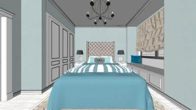 欧式住宅卧室SU模型下载_sketchup草图大师SKP模型