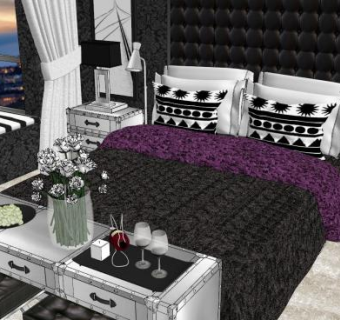 装饰主义卧室SU模型下载_sketchup草图大师SKP模型