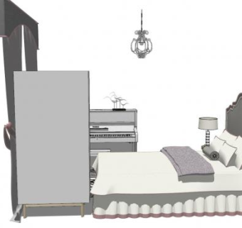 现代小孩家具卧室SU模型下载_sketchup草图大师SKP模型