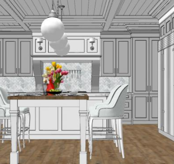 美式别墅厨房SU模型下载_sketchup草图大师SKP模型