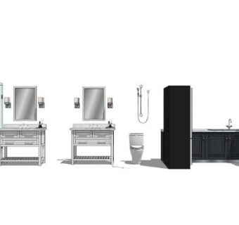 现代厨卫软装家具SU模型下载_sketchup草图大师SKP模型