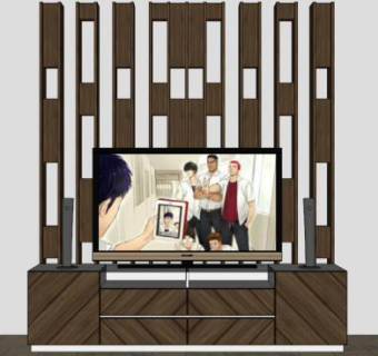 园林木制网格背景墙su模型下载_sketchup草图大师SKP模型