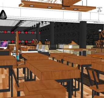 餐饮店su模型下载_sketchup草图大师SKP模型