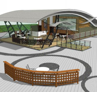 新中式民宿茶楼SU模型下载_sketchup草图大师SKP模型