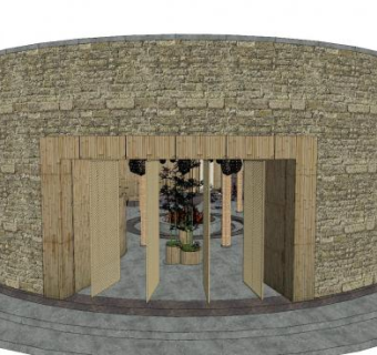 现代民宿茶楼建筑SU模型下载_sketchup草图大师SKP模型