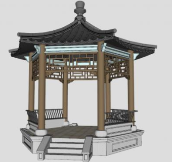 六角景亭su模型下载_sketchup草图大师SKP模型
