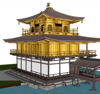 金阁寺SU模型下载_sketchup草图大师SKP模型