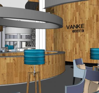 现代圆形酒店大堂SU模型下载_sketchup草图大师SKP模型