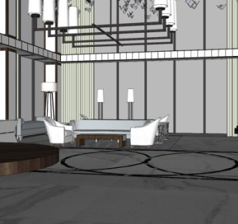 现代风酒店大堂设计SU模型下载_sketchup草图大师SKP模型