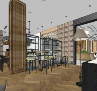 现代工业风酒店大堂SU模型下载_sketchup草图大师SKP模型