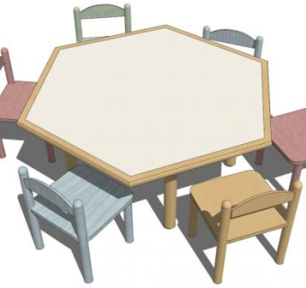 幼儿园大桌子su模型下载_sketchup草图大师SKP模型