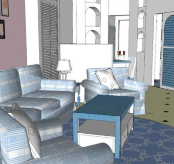 地中海风格装修su模型下载_sketchup草图大师SKP模型