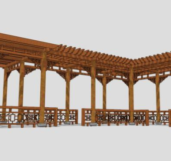 中式花架SU模型下载_sketchup草图大师SKP模型