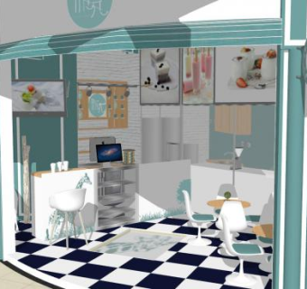 现代小清新奶茶店SU模型下载_sketchup草图大师SKP模型