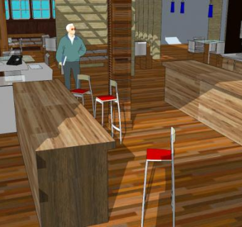 现代奶茶店设计SU模型下载_sketchup草图大师SKP模型