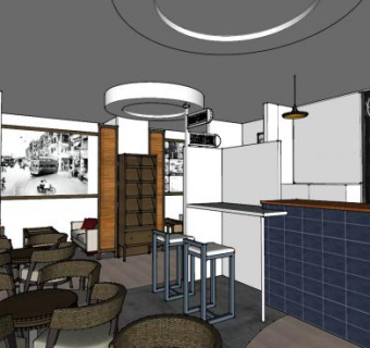现代简约奶茶店SU模型下载_sketchup草图大师SKP模型