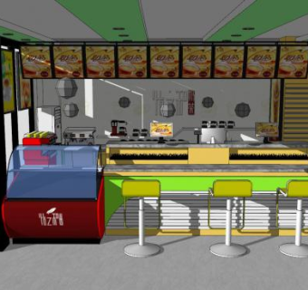 现代奶茶店吧台SU模型下载_sketchup草图大师SKP模型