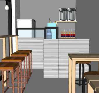 现代小型奶茶店SU模型下载_sketchup草图大师SKP模型