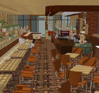 现代简约风奶茶店SU模型下载_sketchup草图大师SKP模型