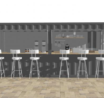 简约风奶茶店SU模型下载_sketchup草图大师SKP模型