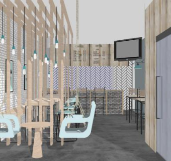 简约小清新奶茶店SU模型下载_sketchup草图大师SKP模型