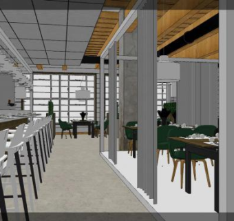 现代工业风咖啡店SU模型下载_sketchup草图大师SKP模型