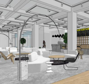 现代简约咖啡店SU模型下载_sketchup草图大师SKP模型