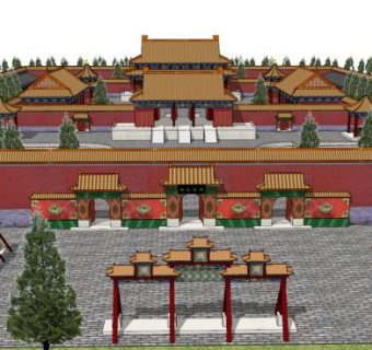 清代建筑su模型下载_sketchup草图大师SKP模型