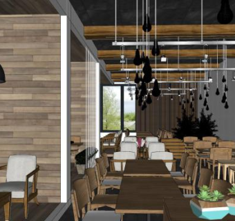 北欧风咖啡厅室内SU模型下载_sketchup草图大师SKP模型