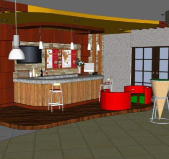 现代甜品咖啡店SU模型下载_sketchup草图大师SKP模型