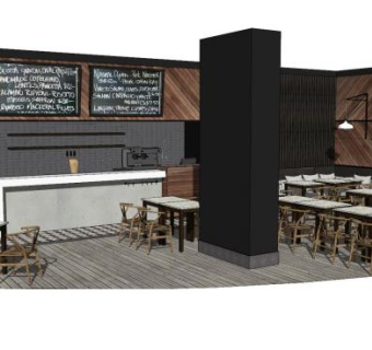 简约咖啡店SU模型下载_sketchup草图大师SKP模型